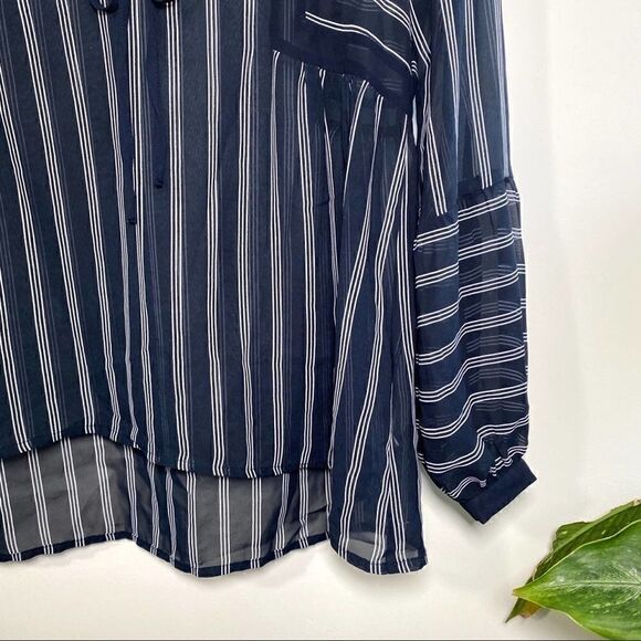 Staring at stars navy stripe long sleeve blouse - Picture 3 of 8